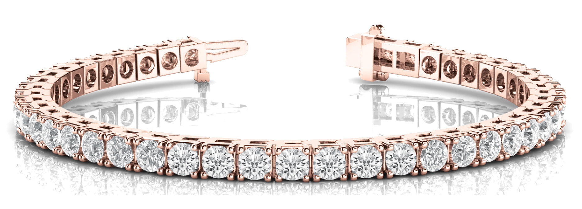 2.50 carat diamond tennis bracelet set in 18k rose gold.