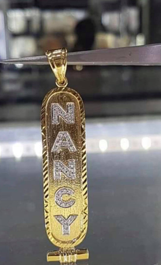 Cartouche Pendant Necklace Solid 18K Gold