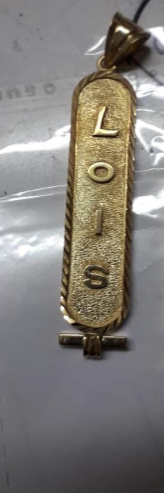 Cartouche Pendant Necklace Solid 18K Gold